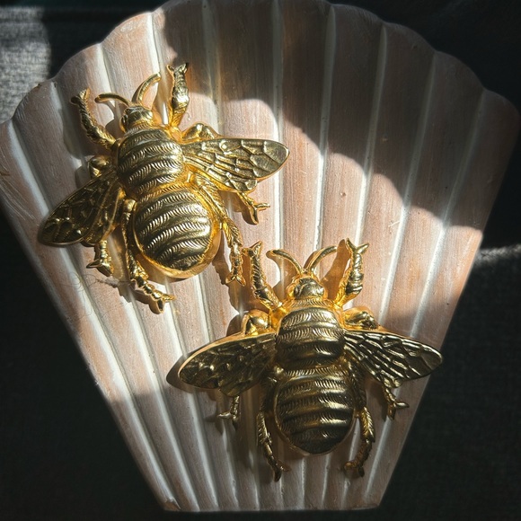 Jewelry - Large Brass Bumblebee Earrings